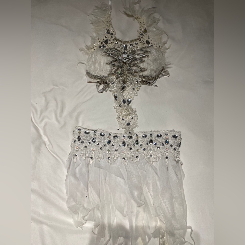 White two piece feather costume Halloween